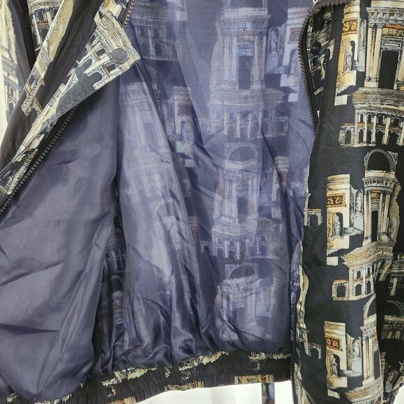 VINTAGE Details Sportswear 100% Silk Jacket Bomber Windbreaker Pant Set L Womens - Picture 12 of 16